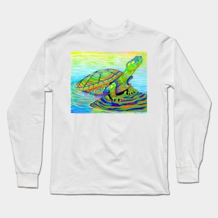 Psychedelic Neon Rainbow Painted Turtle Long Sleeve T-Shirt